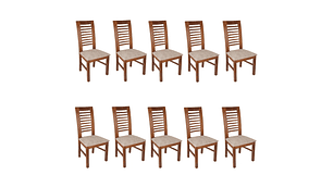 SILLAS ARTHOME LUCIANA MADERA PACK 10 MIEL TAPIZ CAFÉ JASPEADO