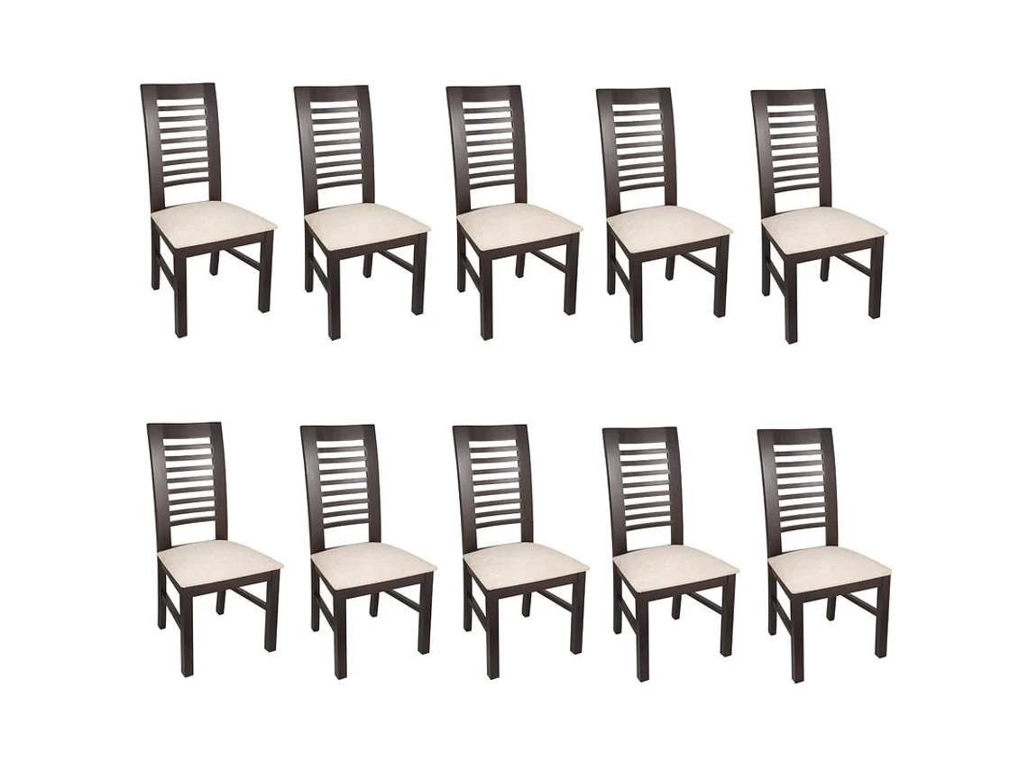 SILLAS ARTHOME LUCIANA MADERA CHOCOLATE PACK 10 TAPIZ BEIGE JASPEADO 3