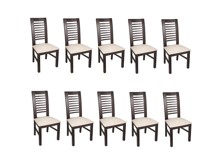 SILLAS ARTHOME LUCIANA MADERA CHOCOLATE PACK 10 TAPIZ BEIGE JASPEADO 3