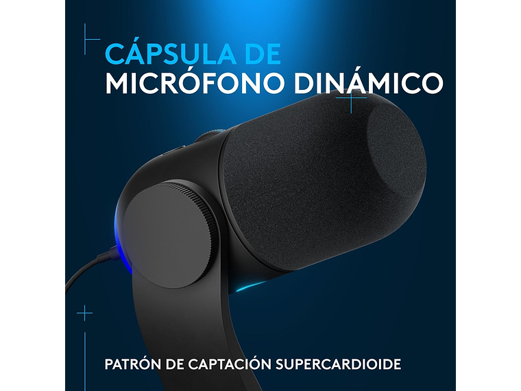 LOGITECH G YETI GX MICRÓFONO DINÁMICO RGB CON LIGHTSYNC NEGR 2