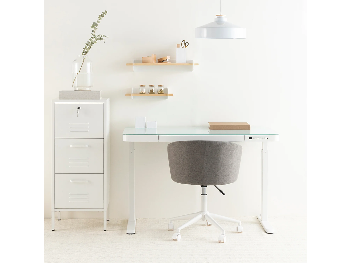 ESCRITORIO FORM DESIGN HOME OFFICE COSMO ELÉCTRICO BLANCO ACERO 6