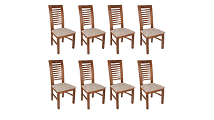 SILLAS ARTHOME LUCIANA MADERA PACK 8 MIEL TAPIZ CAFÉ JASPEADO