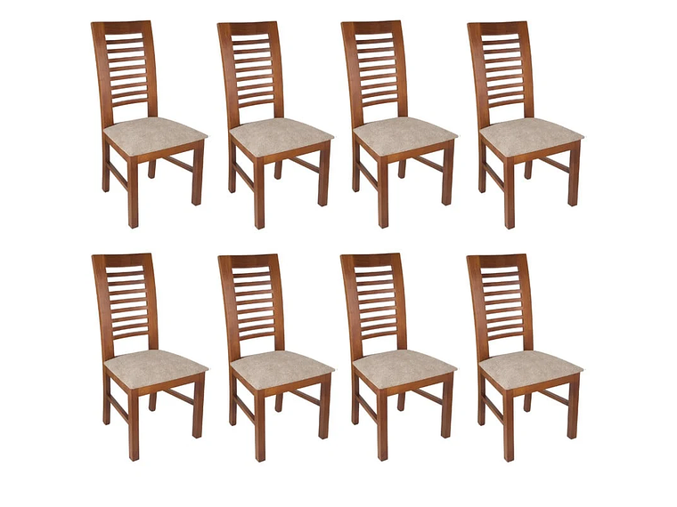 SILLAS ARTHOME LUCIANA MADERA PACK 8 MIEL TAPIZ CAFÉ JASPEADO 2