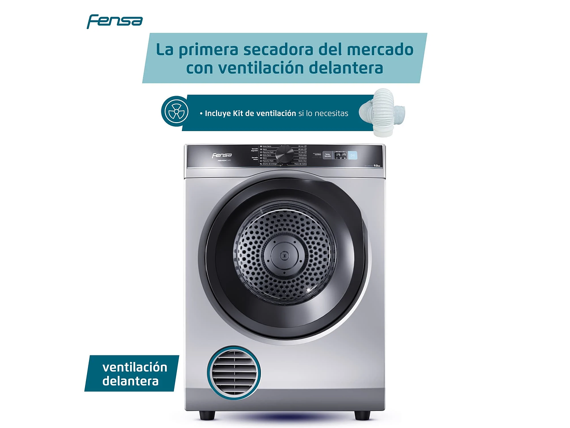 SECADORA DE ROPA FENSA 9KG FRONTAL PREMIUM CARE PRO 9D GRIS 1