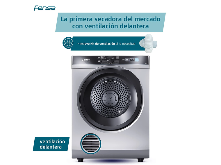 SECADORA DE ROPA FENSA 9KG FRONTAL PREMIUM CARE PRO 9D GRIS 1