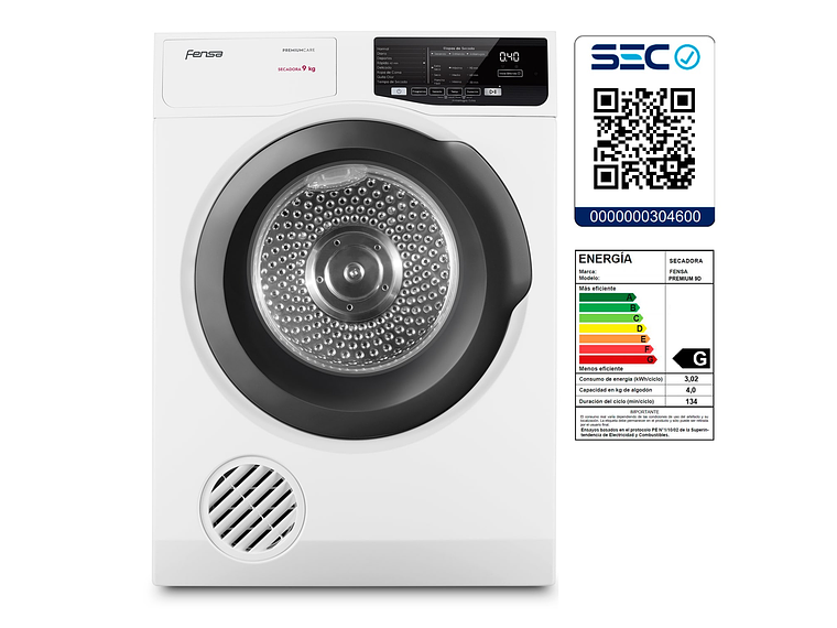 SECADOR ROPA 9KG FENSA FRONTAL PREMIUM CARE 9D BLANCA 7
