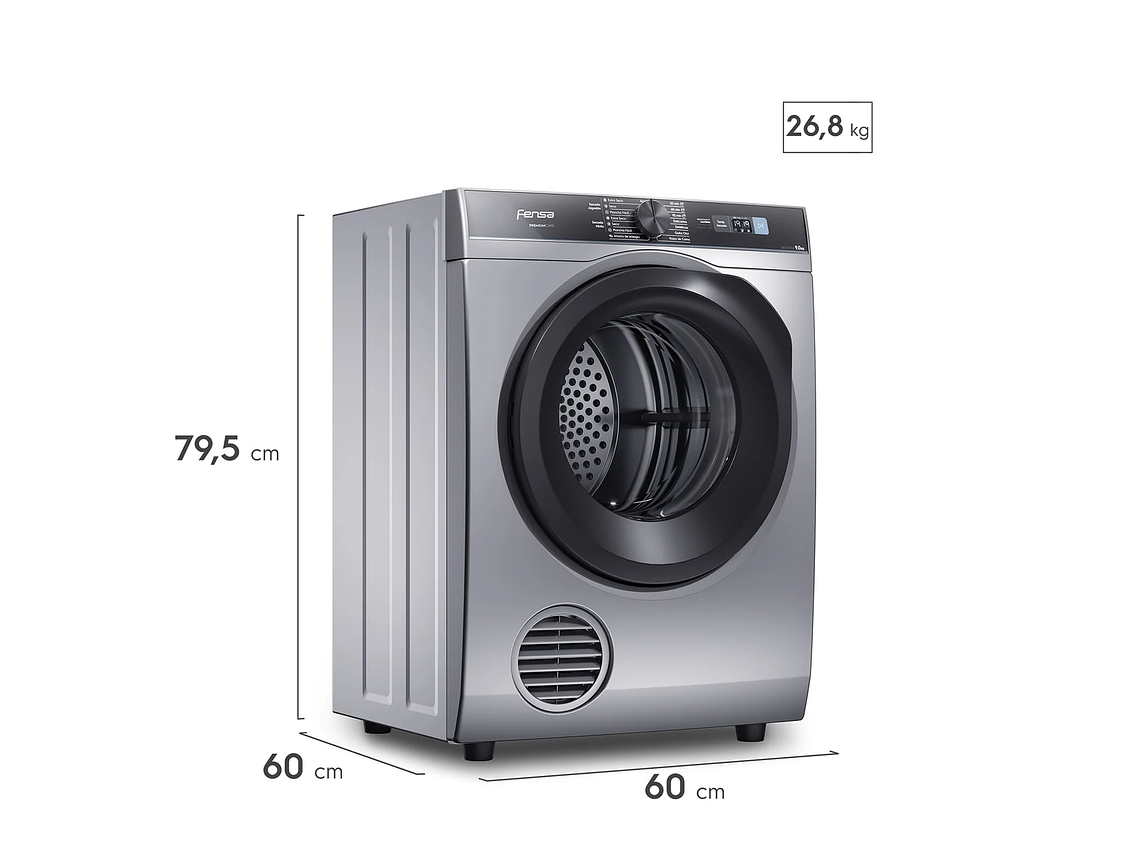 SECADORA DE ROPA FENSA 9KG FRONTAL PREMIUM CARE PRO 9D GRIS 2