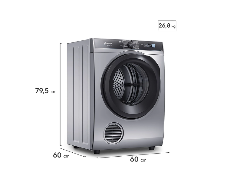 SECADORA DE ROPA FENSA 9KG FRONTAL PREMIUM CARE PRO 9D GRIS 2