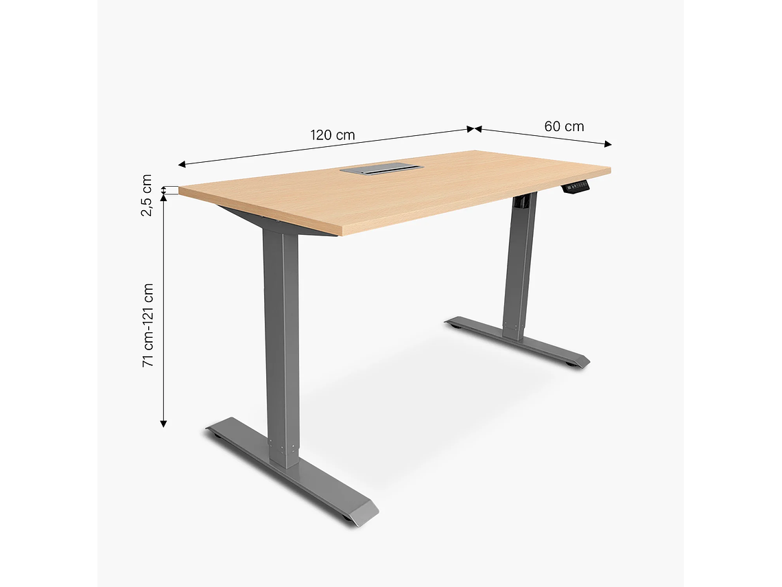 ESCRITORIO FORM OFFICE COSMO ELÉCTRICO CON PASACABLES 120X60 METAL 2