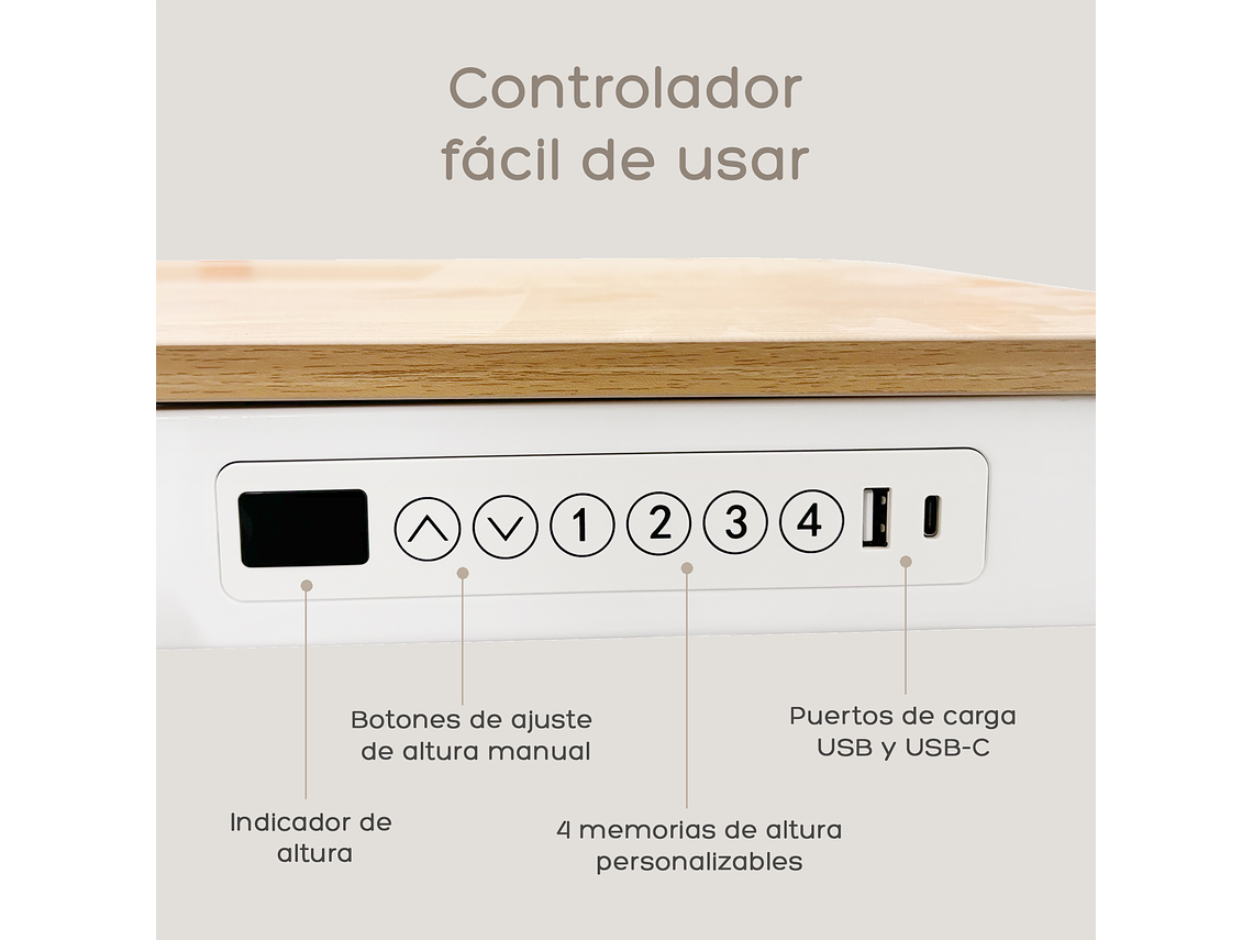 ESCRITORIO RELAN ELÉCTRICO OAK PRO TOP LIVING STANDING DESK 2