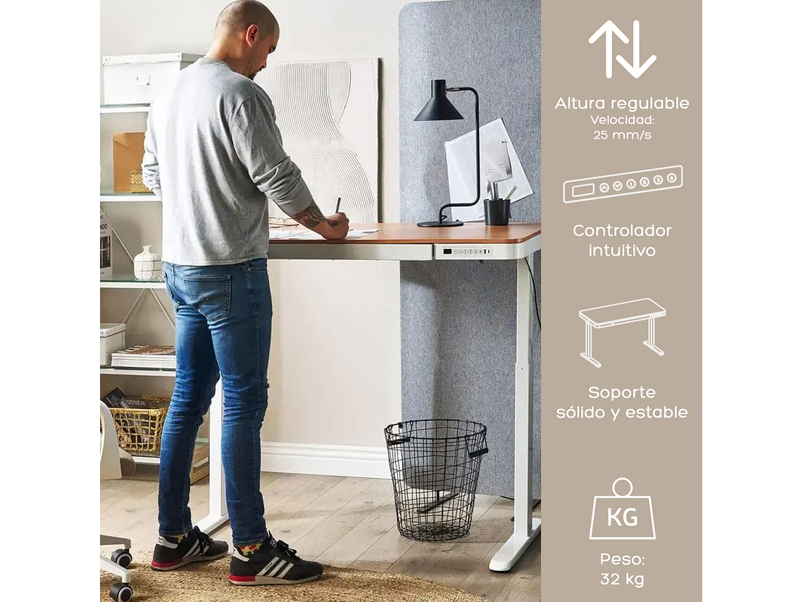 ESCRITORIO RELAN ELÉCTRICO OAK PRO TOP LIVING STANDING DESK 3