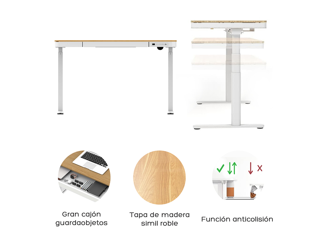 ESCRITORIO RELAN ELÉCTRICO OAK PRO TOP LIVING STANDING DESK 5