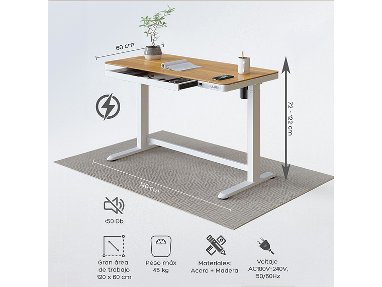 ESCRITORIO RELAN ELÉCTRICO OAK PRO TOP LIVING STANDING DESK 6