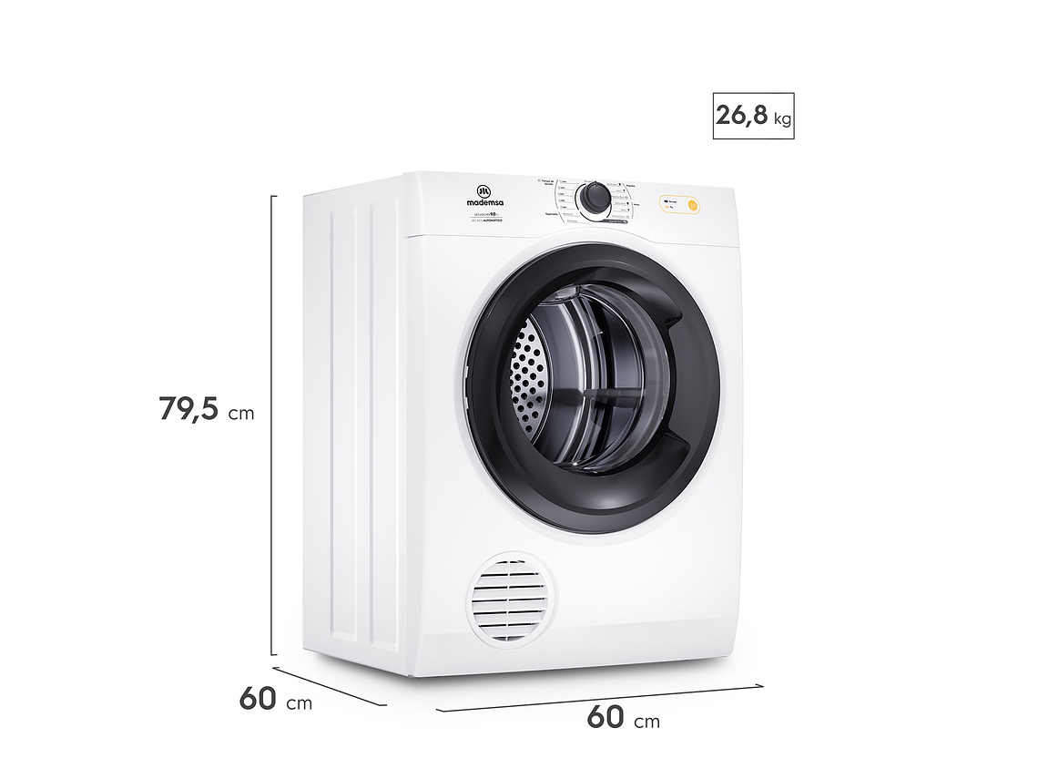 SECADORA DE ROPA MADEMSA 9KG SECADO AUTOMÁTICO 9D BZG BLANCA 2