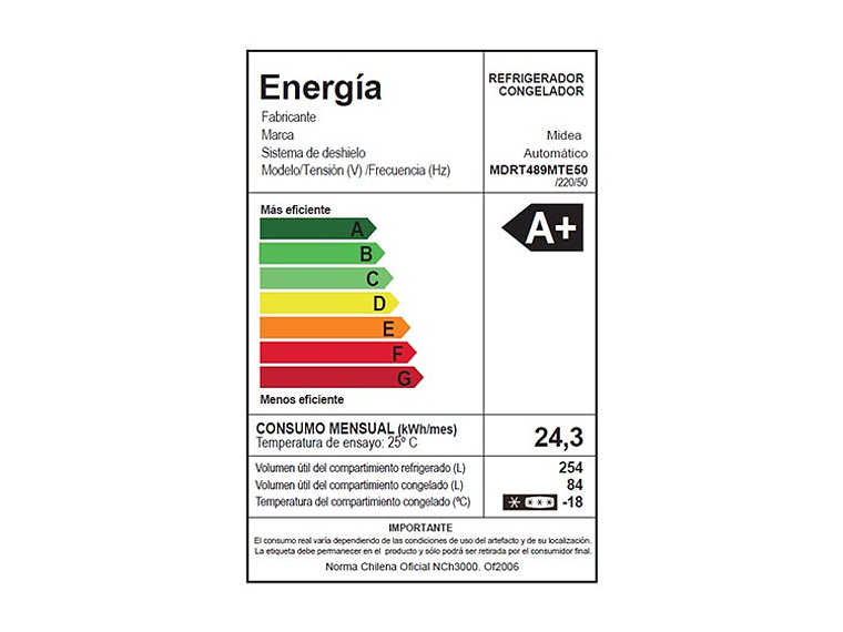 REFRIGERADOR MIDEA TOP FREEZER NO FROST 338 L TMF MDRT489MTE50 8