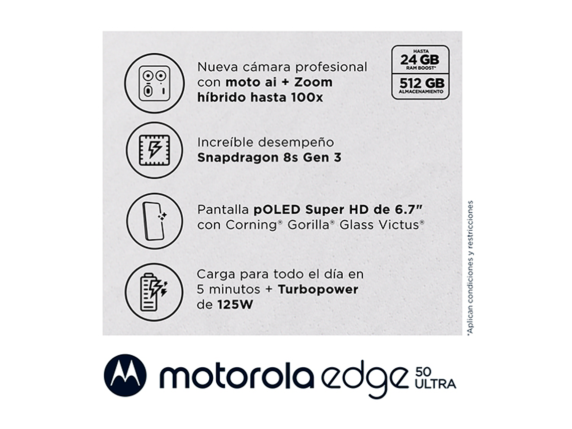 CELULAR MOTOROLA MOTO EDGE 50 ULTRA 6.7” 12 GB 512 GB 50 MP + 50 MP + 64 MP NARANJA 6