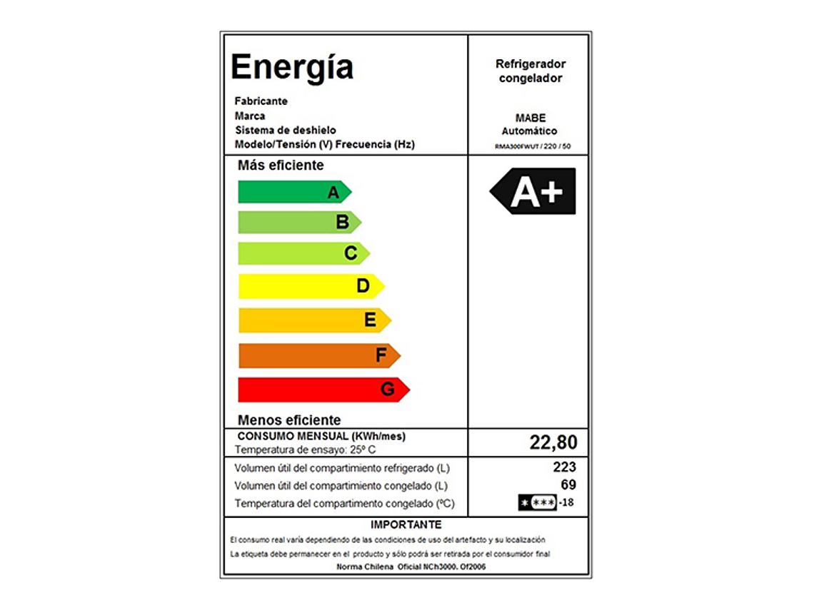 REFRIGERADOR MABE TOP FREEZER NO FROST 292 L RMA300FWUT NF PLATA 9