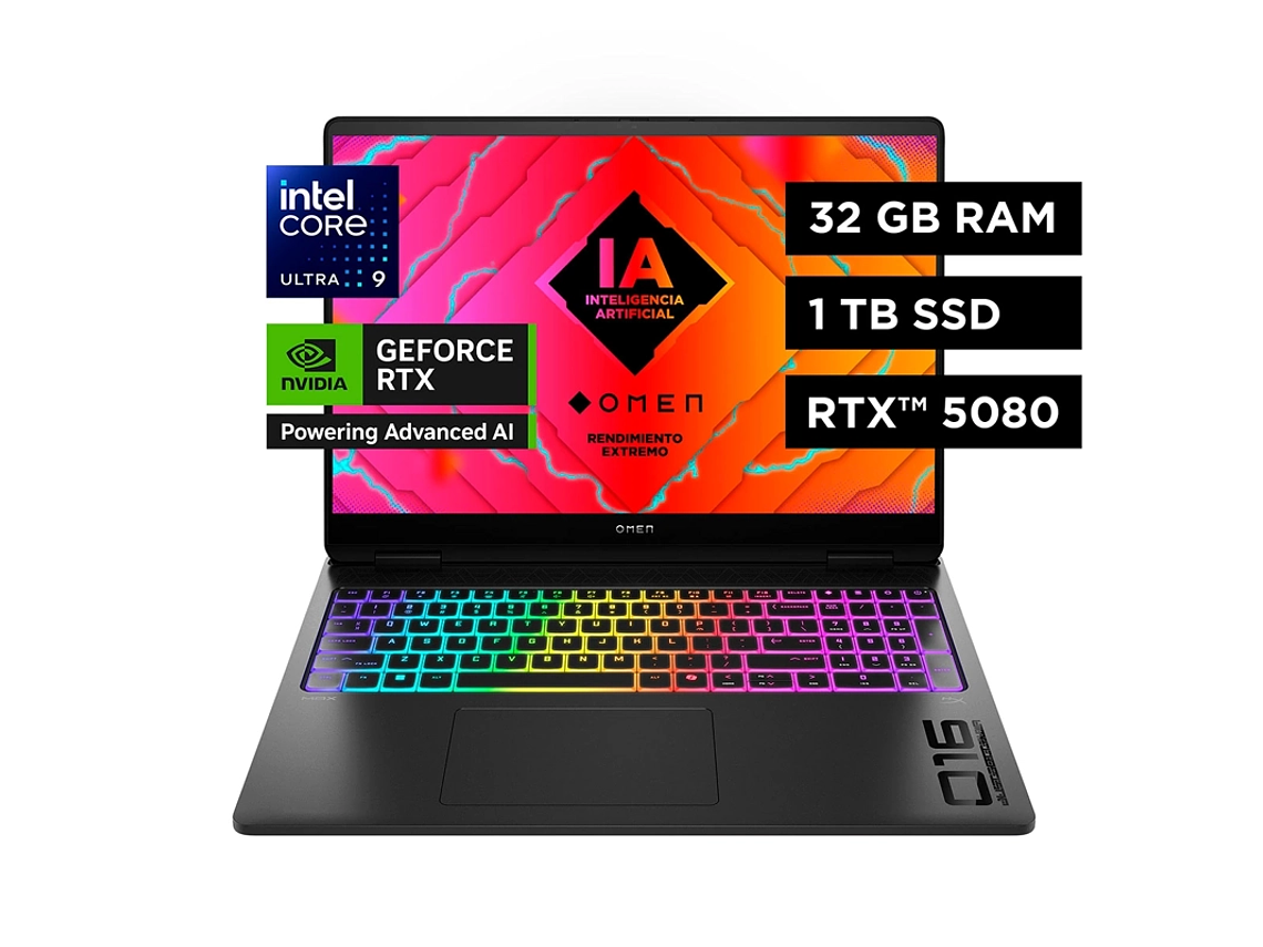 NOTEBOOK GAMER HP OMEN MAX 16-AH0003LA INTEL CORE ULTRA 9 32GB RAM 1TB SSD NVIDIA RTX 5080 16” 10