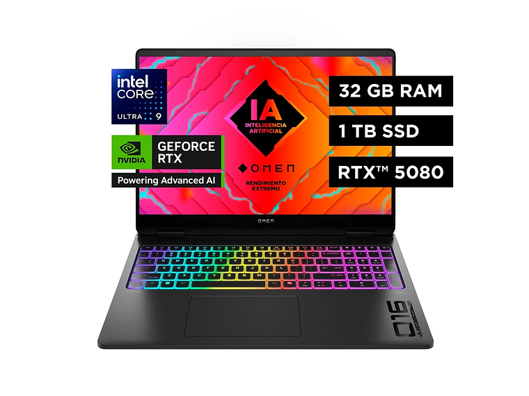 NOTEBOOK GAMER HP OMEN MAX 16-AH0003LA INTEL CORE ULTRA 9 32GB RAM 1TB SSD NVIDIA RTX 5080 16” 10
