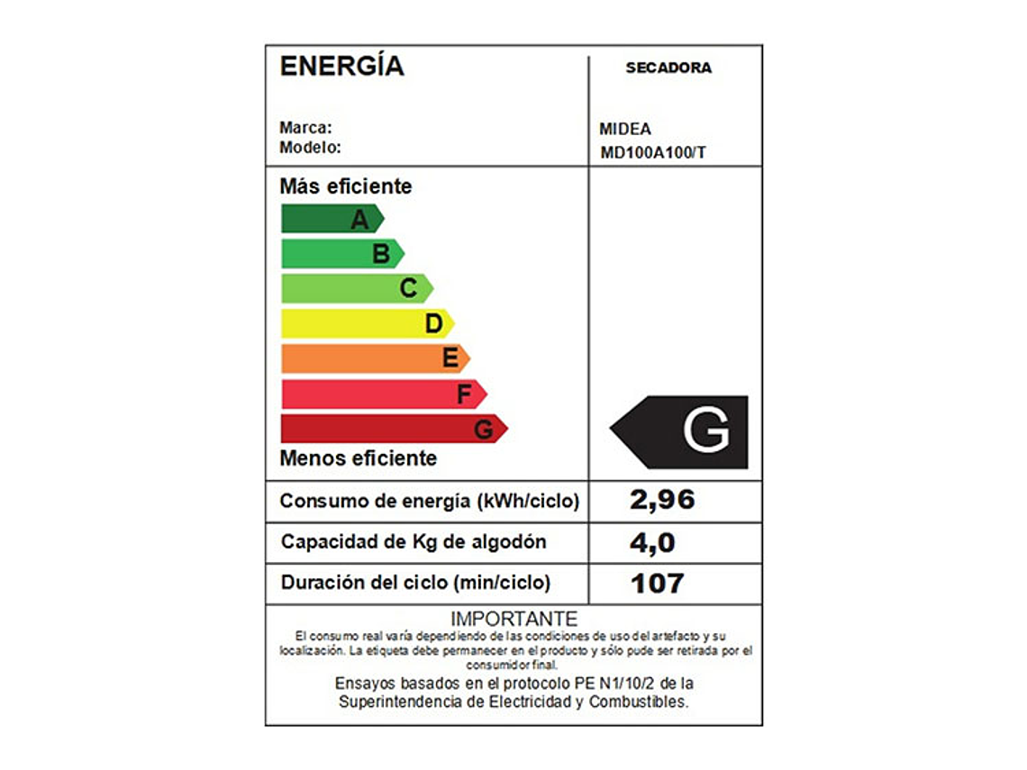 SECADORA DE ROPA POR VENTILACIÓN MIDEA MD100A100 10KG TITANIO 8