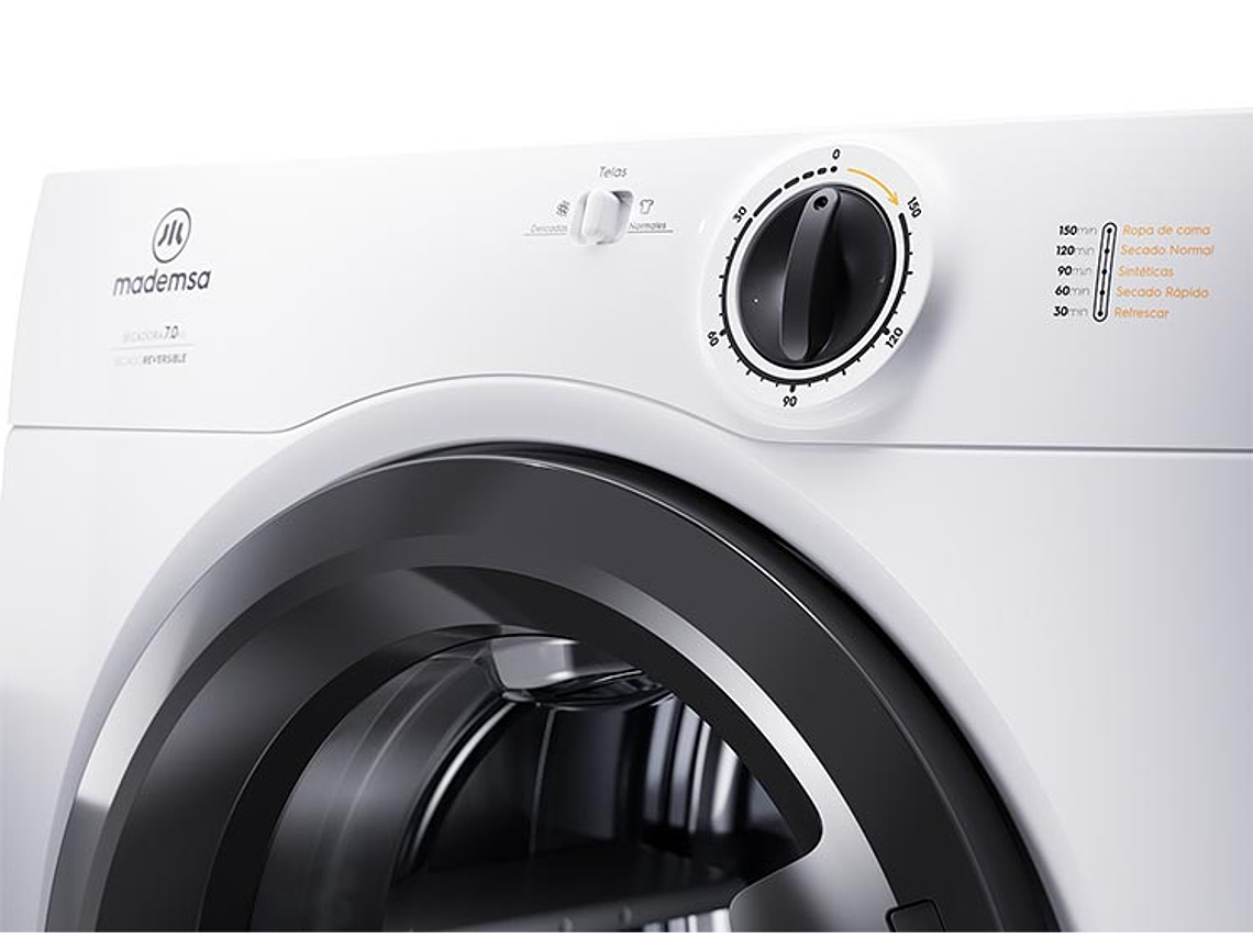 SECADORA DE ROPA POR VENTILACIÓN MADEMSA 7D BZG 7KG BLANCO 3