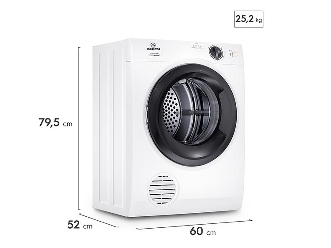 SECADORA DE ROPA POR VENTILACIÓN MADEMSA 7D BZG 7KG BLANCO 4