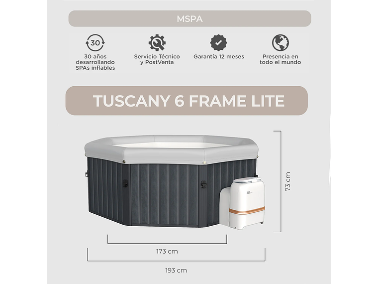 HOT TUB ARMABLE / SPA TUSCANY 6 FRAME / MSPA 6 PERSONAS 3