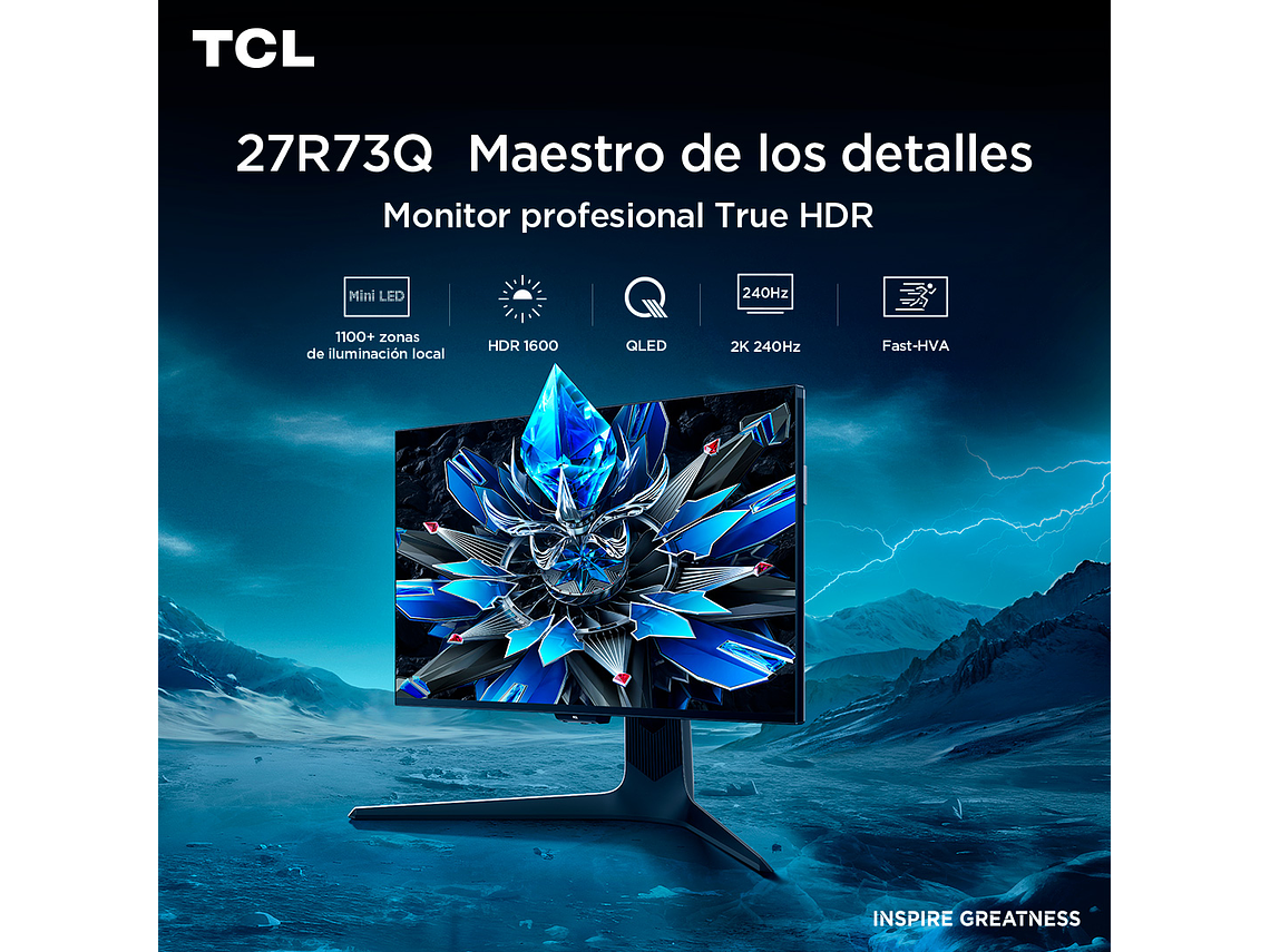 MONITOR GAMER TCL 27' R73Q 240HZ HDR QD-MINILED 1MS 10