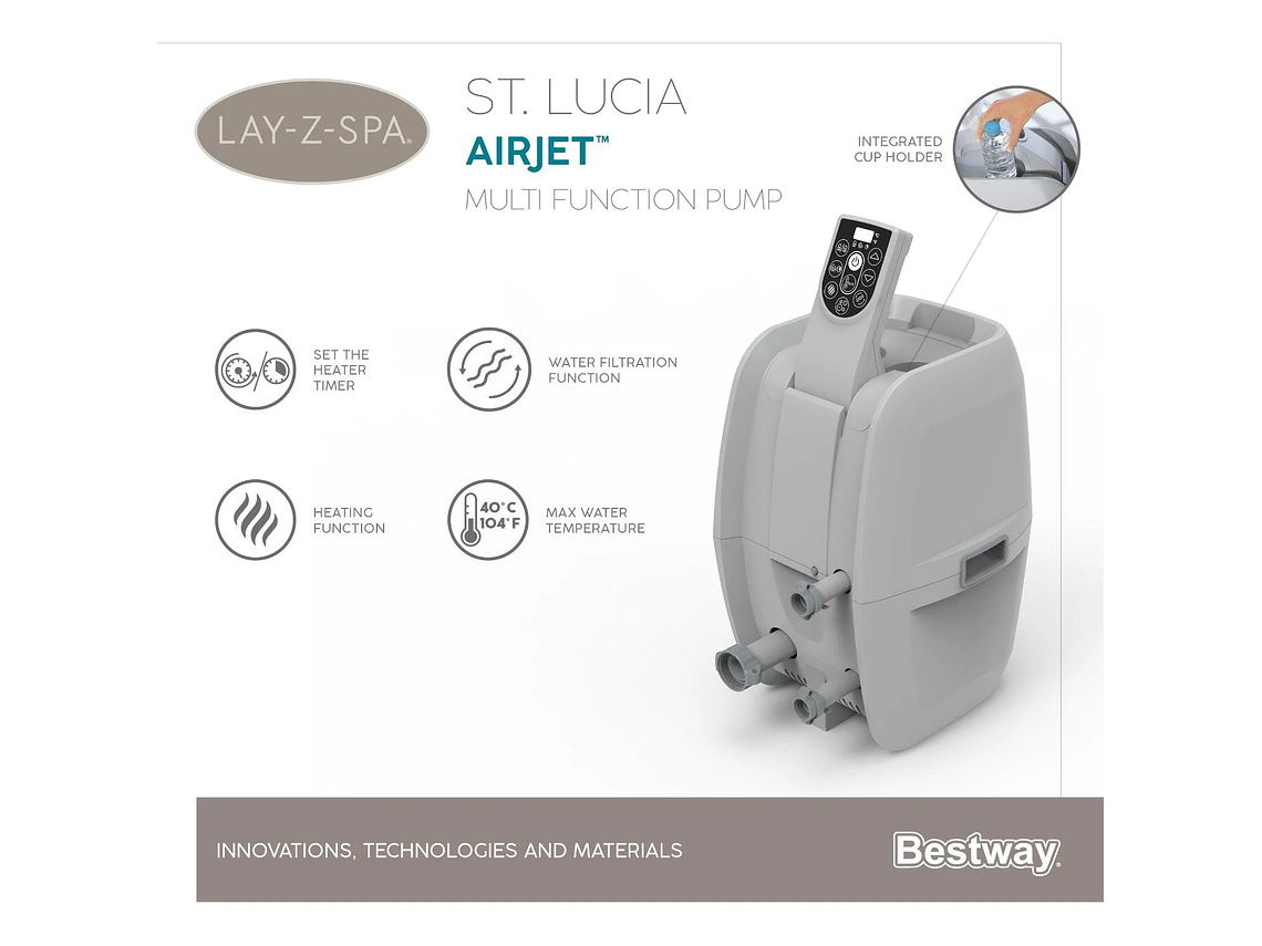 HOT TUB SPA JACUZZI INFLABLE ST. LUCIA 3 PERSONAS BESTWAY 4