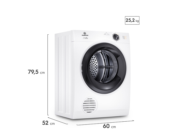 SECADORA DE ROPA MADEMSA 7KG SECADO REVERSIBLE 7D BZG BLANCA 7