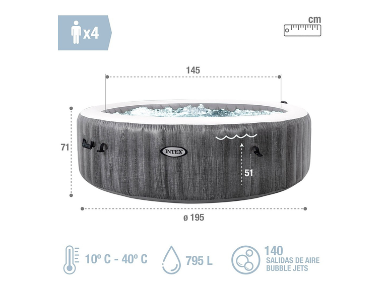 SPA HOT TUB INFLABLE INTEX GREYWOOD DELUXE 4 PERSONAS 3