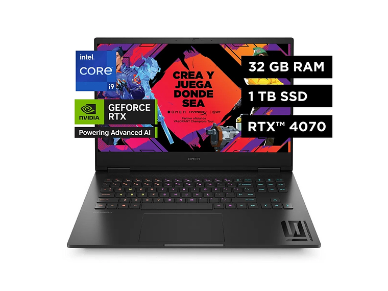 NOTEBOOK HP GAMER OMER 16-WF1000LA INTEL CORE I9 32GB RAM 1TB SSD RTX4070 8GB WINDOWS 11 HOME 1