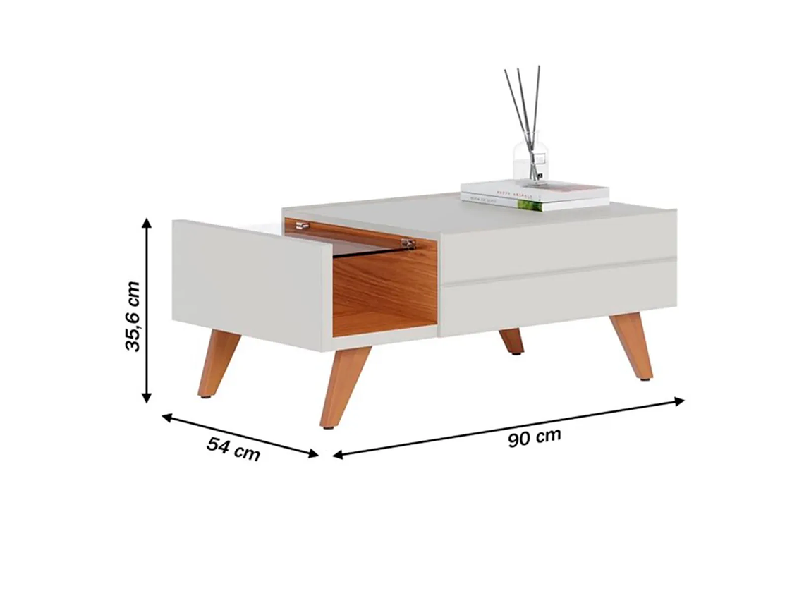 MESA DE CENTRO DI PORETTI DESIGN NORONHA BLANCO 90 X 54 CM 1C 3