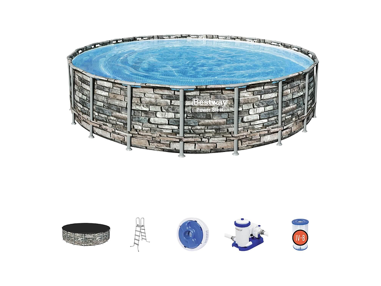 PISCINA BESTWAY REDONDA FILTRO + ACCESORIOS 6.10X1.32M 3