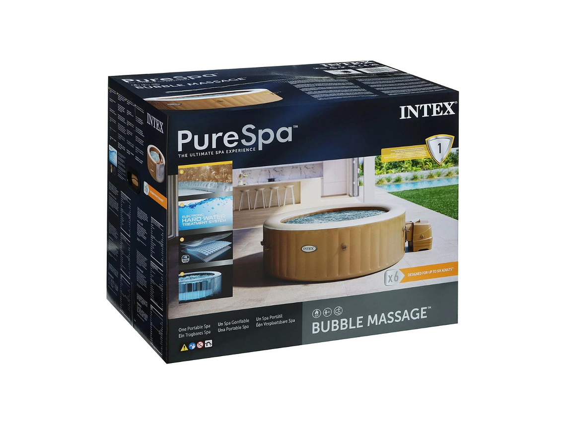 SPA HOT TUB INFLABLE INTEX BUBBLE MASSAGE 6 PERSONAS 9