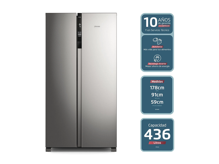 REFRIGERADOR FENSA 436L NO FROST SIDE BY SIDE SFX440 INOX 7