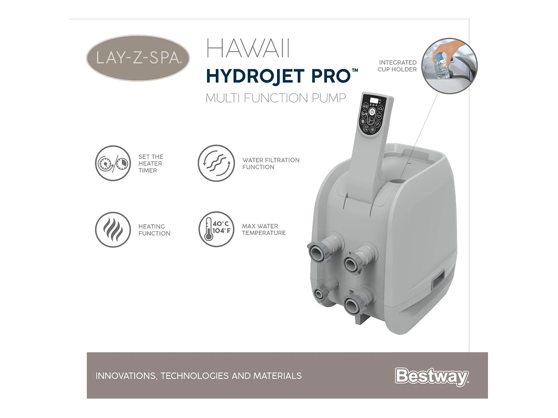 HOT TUB JACUZZI INFLABLE HAWAII HIDROMASAJE 6 PERS BESTWAY 4