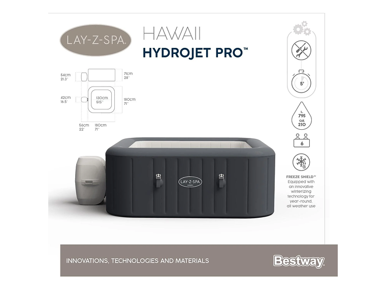 HOT TUB JACUZZI INFLABLE HAWAII HIDROMASAJE 6 PERS BESTWAY 5