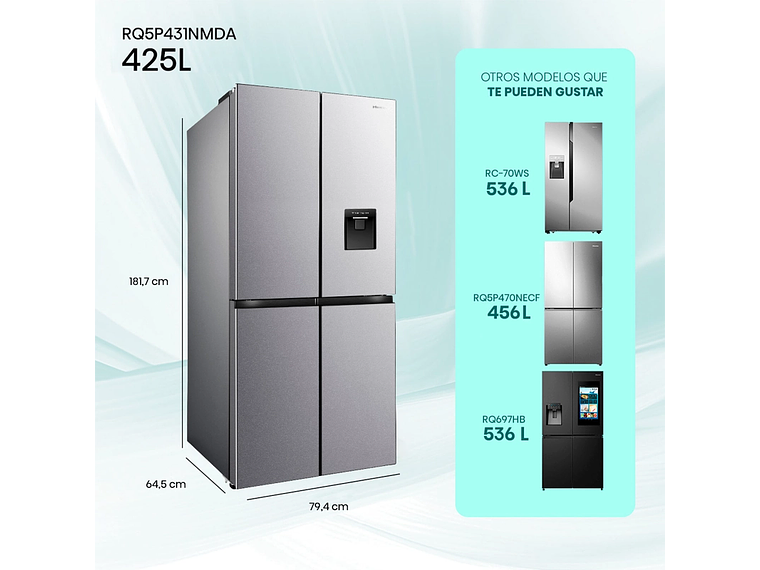 REFRIGERADOR FRENCH DOOR HISENSE RQ5P431NMDA 425L NO FROST GRIS 2