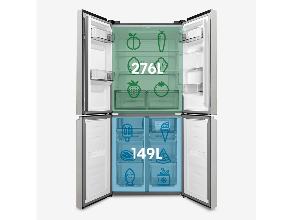 REFRIGERADOR FRENCH DOOR HISENSE RQ5P431NMDA 425L NO FROST GRIS 5
