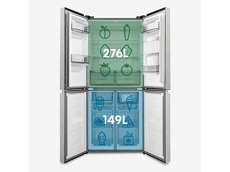 REFRIGERADOR FRENCH DOOR HISENSE RQ5P431NMDA 425L NO FROST GRIS 5