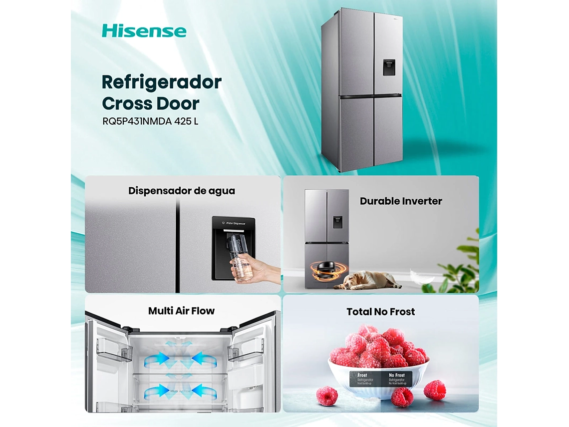 REFRIGERADOR FRENCH DOOR HISENSE RQ5P431NMDA 425L NO FROST GRIS 6