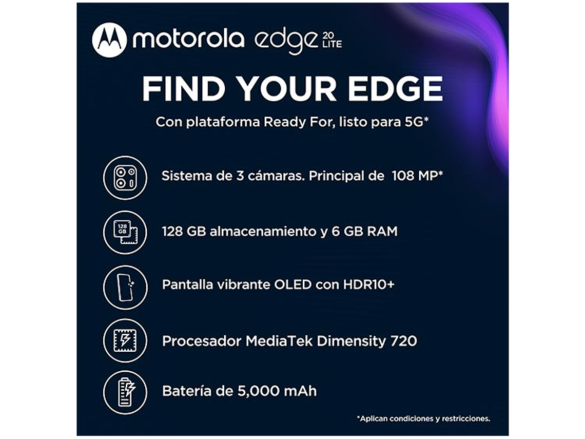 CELULAR MOTOROLA EDGE 20 LITE 128 GB 6 GB RAM 32MP 6.6