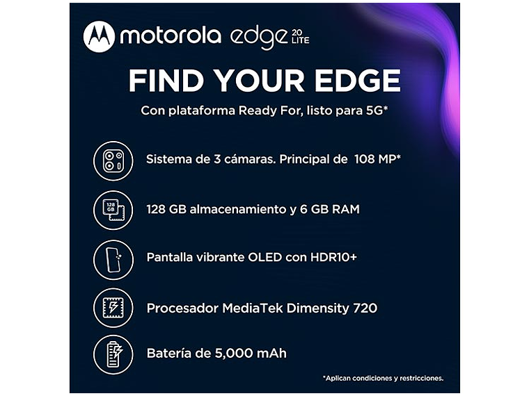 CELULAR MOTOROLA EDGE 20 LITE 128 GB 6 GB RAM 32MP 6.6