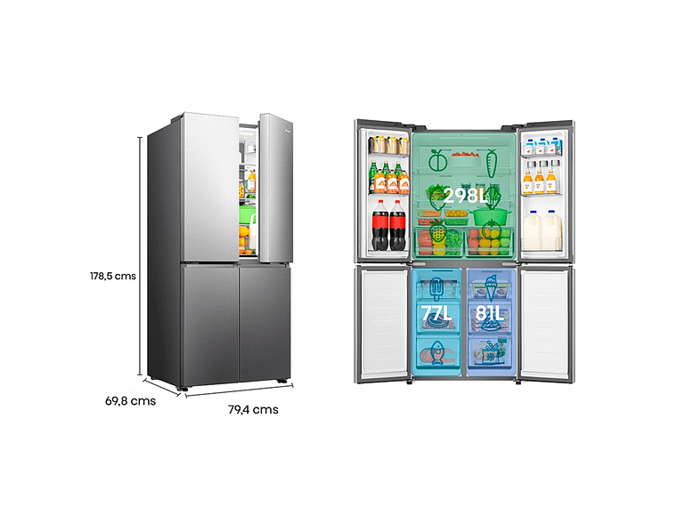 REFRIGERADOR SIDE BY SIDE HISENSE 456L NO FROST RQ5P470NECF 3