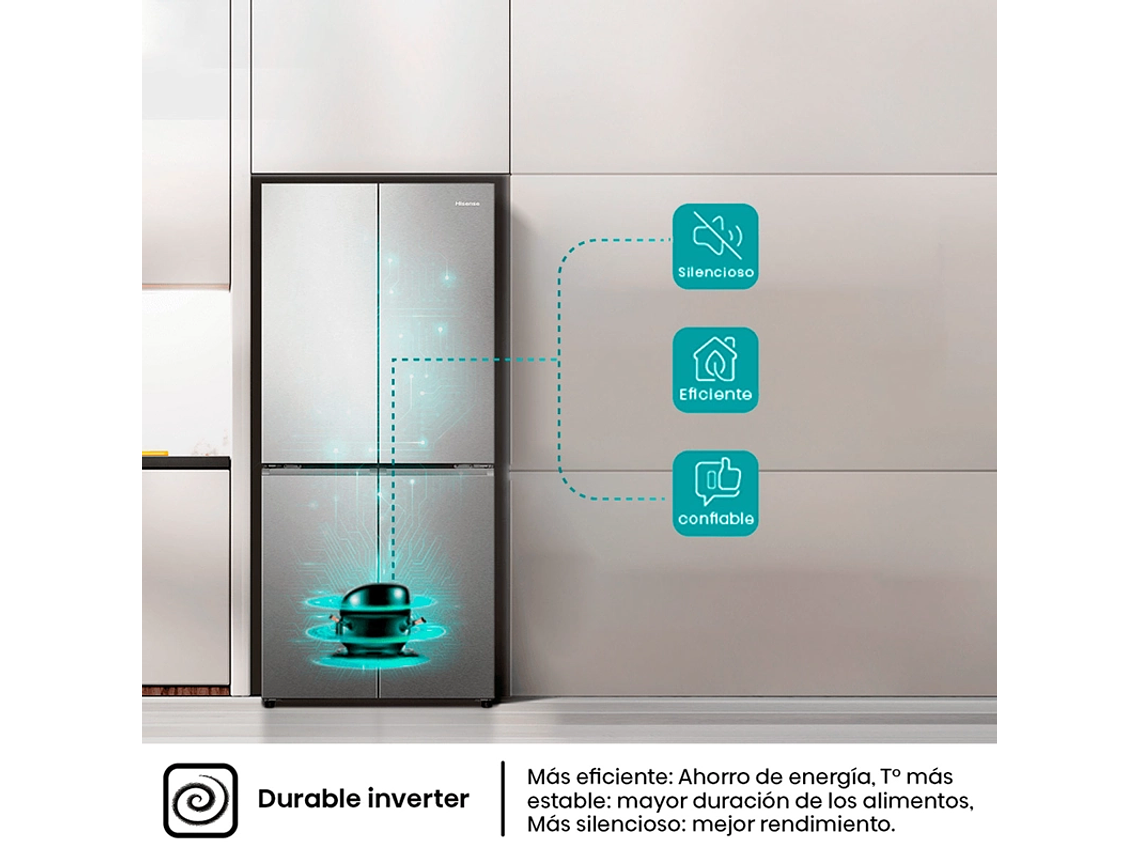 REFRIGERADOR SIDE BY SIDE HISENSE 456L NO FROST RQ5P470NECF 6