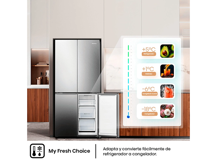 REFRIGERADOR SIDE BY SIDE HISENSE 456L NO FROST RQ5P470NECF 7