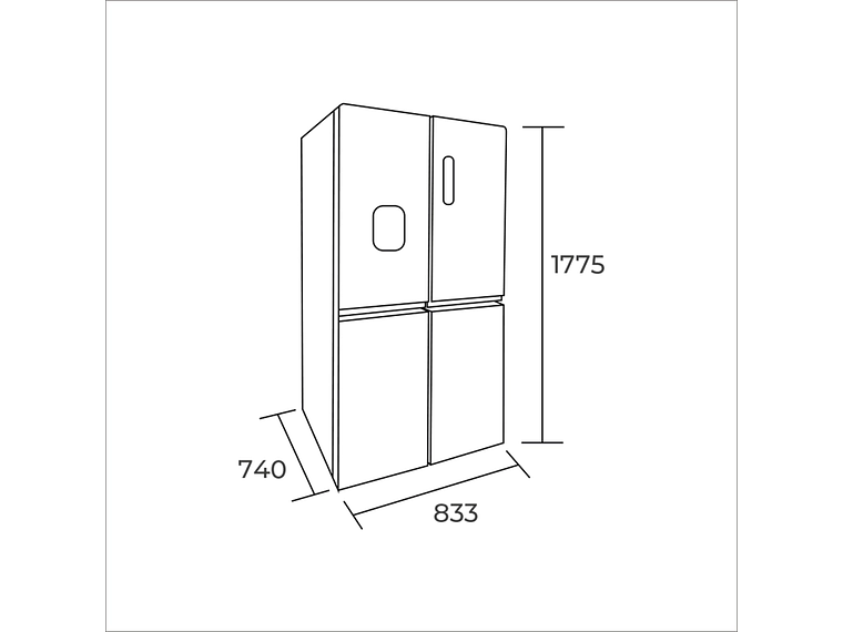 REFRIGERADOR SIDE BY SIDE 467 LTS 4 PUERTAS HQ-627WEN 4