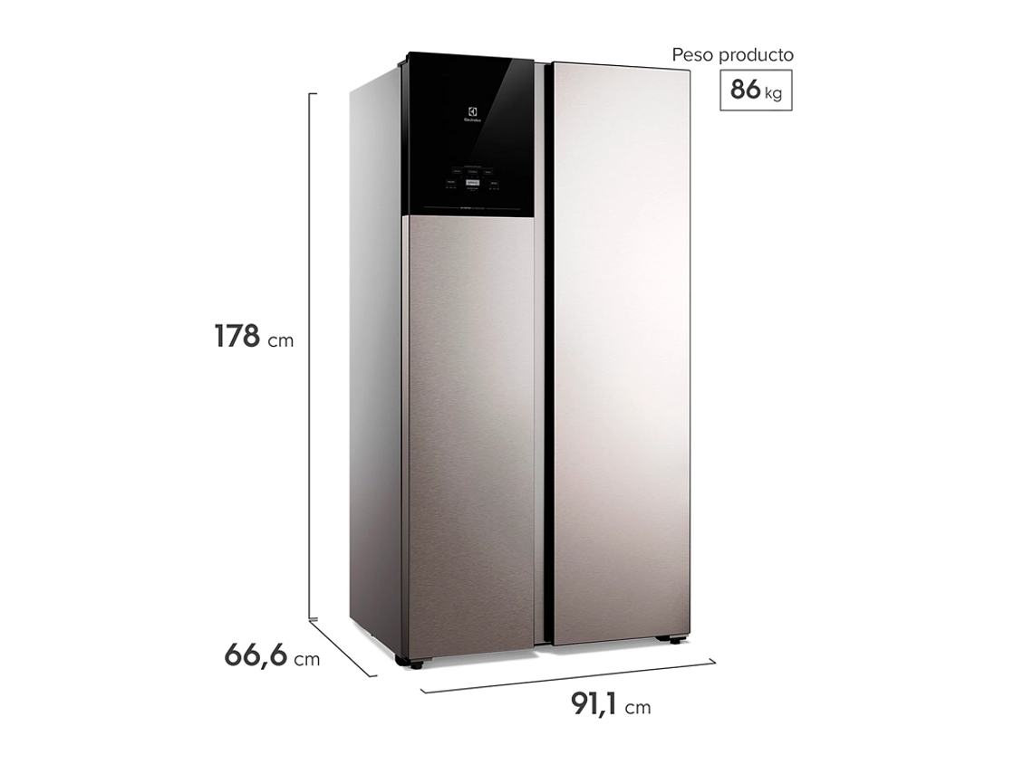 REFRIGERADOR SIDE BY SIDE ELECTROLUX ES50S 530 L NO FROST PLATA 2