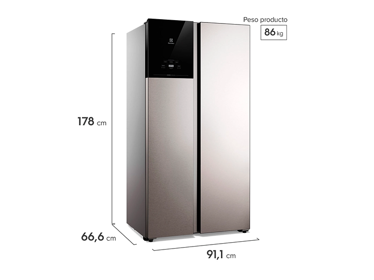 REFRIGERADOR SIDE BY SIDE ELECTROLUX ES50S 530 L NO FROST PLATA 2